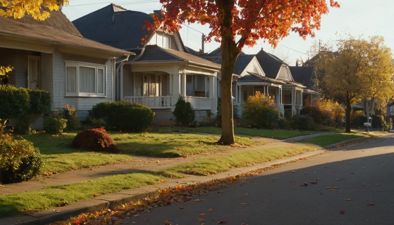 Frame houses and bungalows across the The Village of Indian Hill area in early autumn